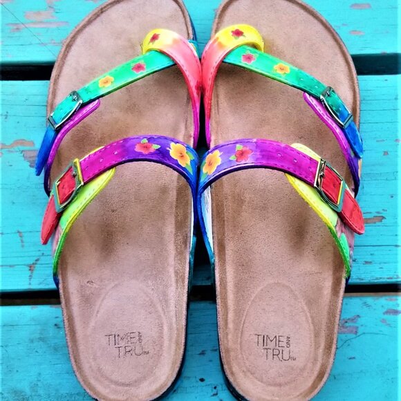 NEW  Size 9 Tie-Dye Toe-Ring Sandals with Sloths! - Picture 4 of 5